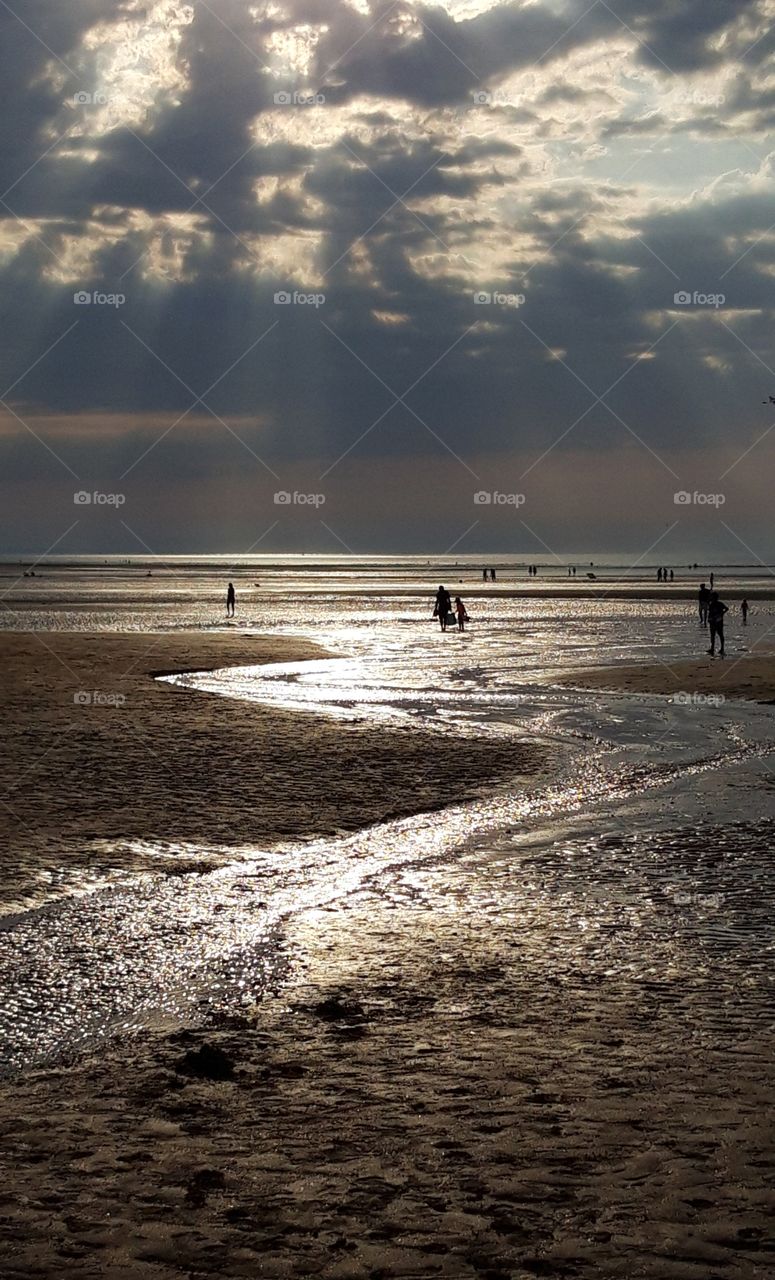 beach of Deauville at sunset