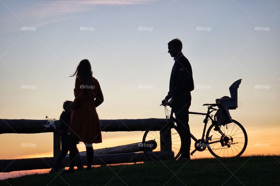 Family in sunset