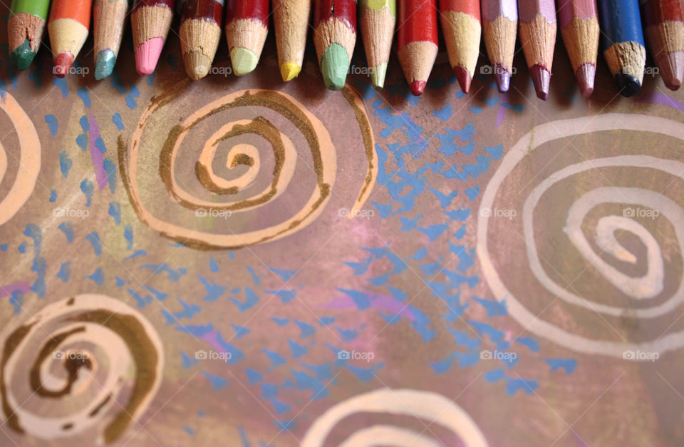 Pencils on top, colorful