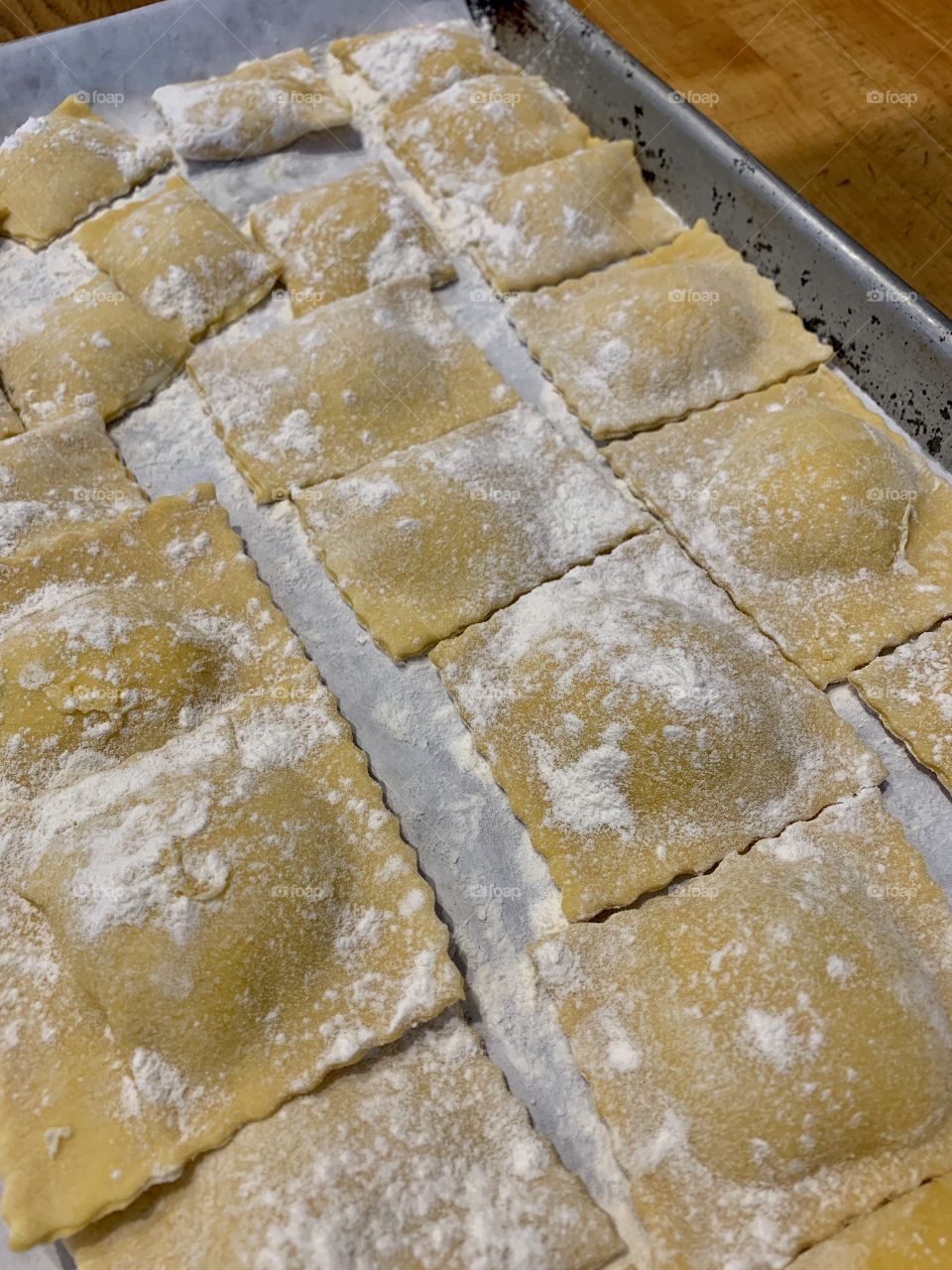 Homemade cheese ravioli 