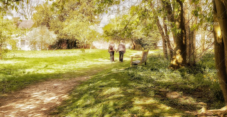 Couple. Couple walking on path