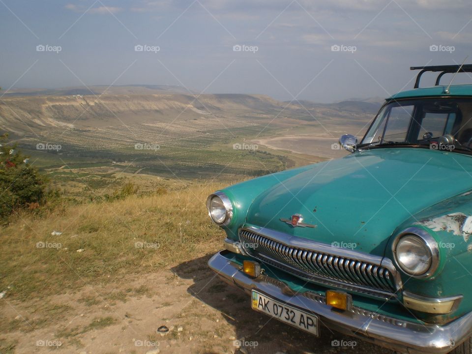 Landscape and old car