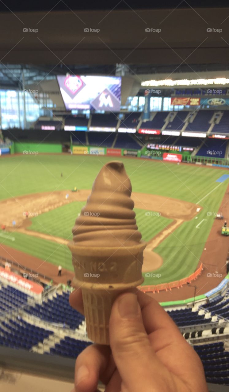 Ice Cream at the Ballpark . Nothing better than an ice cream cone plain, I could have had many toppings, but why ruin it.  
