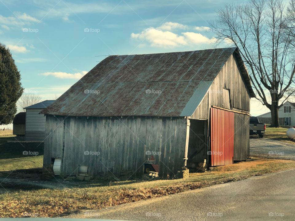 Barn with red door