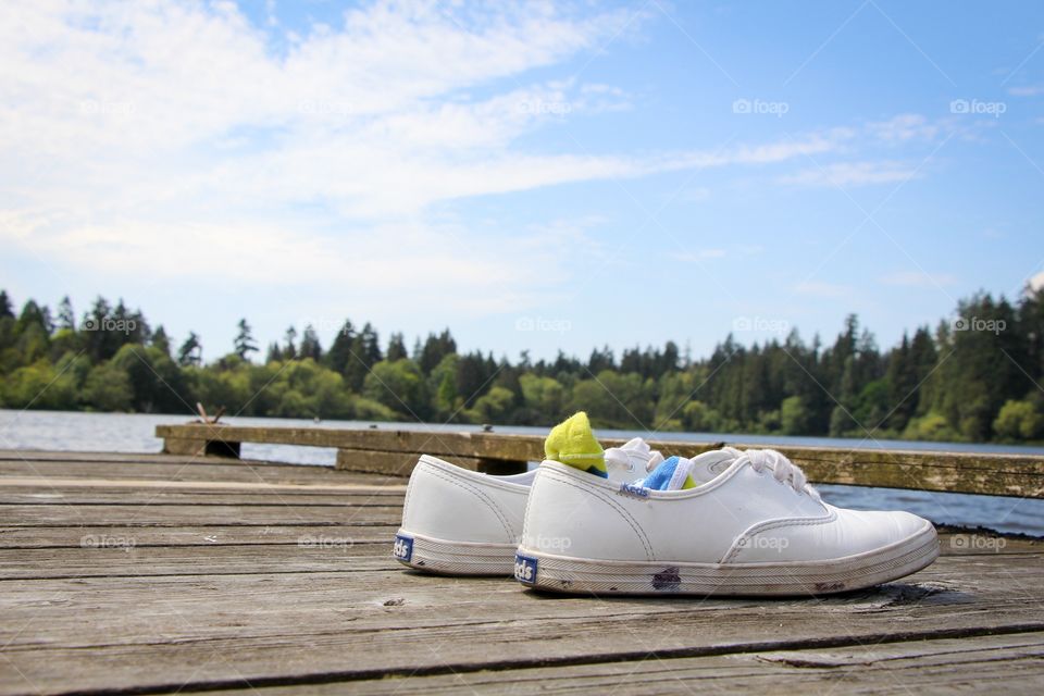 shoes on a dock