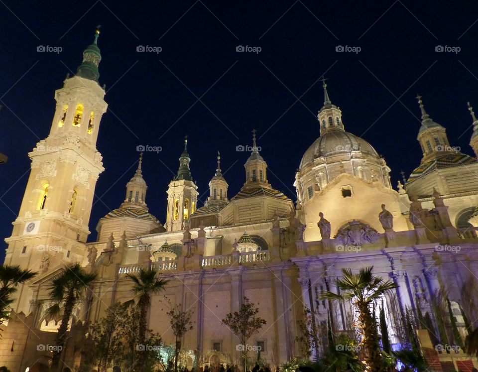 Illuminated Landmark of Zaragoza, Spain
