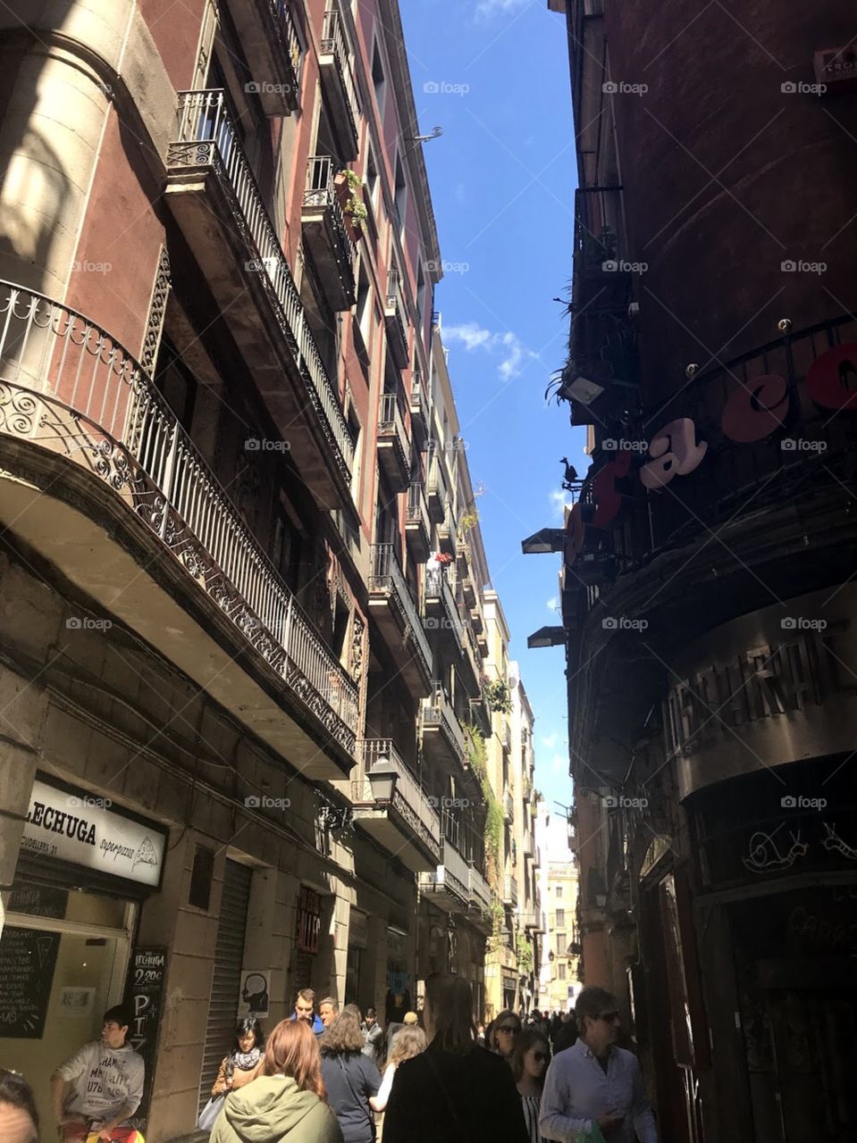 Street in Spain with blue sky 