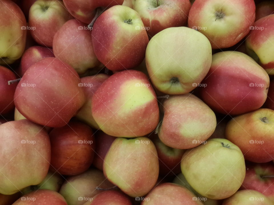 red-green apples on display