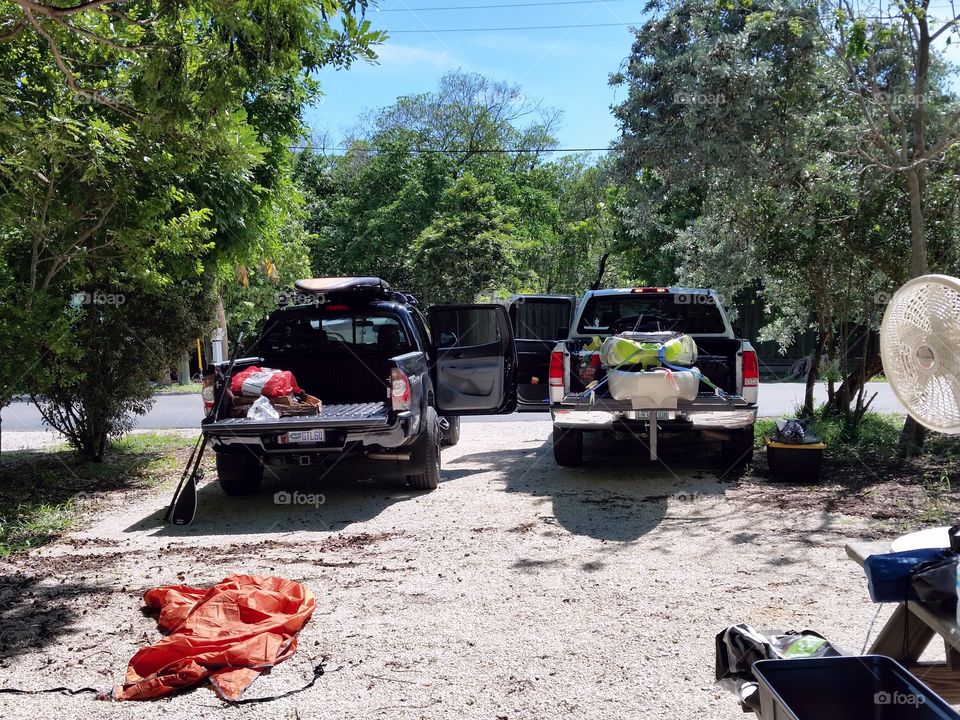 Setting camp. shortly after arriving at camp and getting things set up.