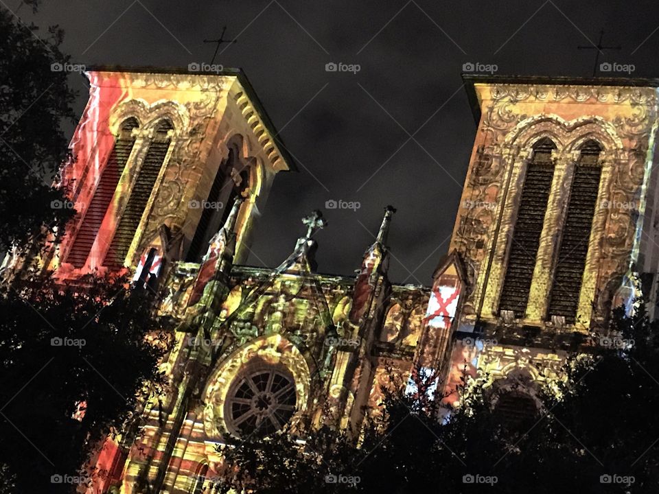 San Fernando Cathedral, light show, San Antonio 