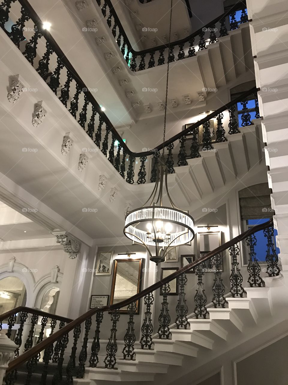 Stairwell and chandelier 