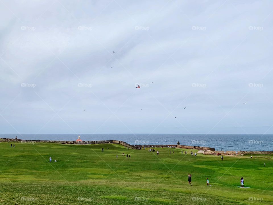 People playing kites