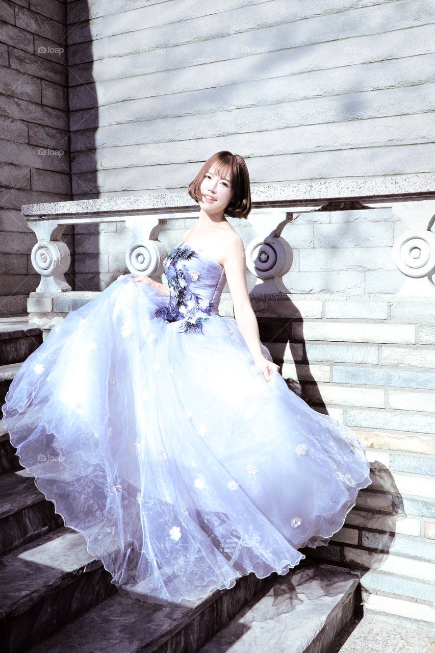 Beautiful Korean model in dress