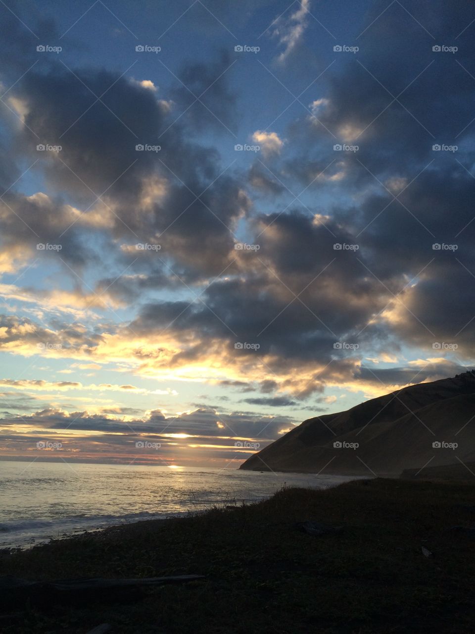 Inspirational sunset on the lost coast trail in California 