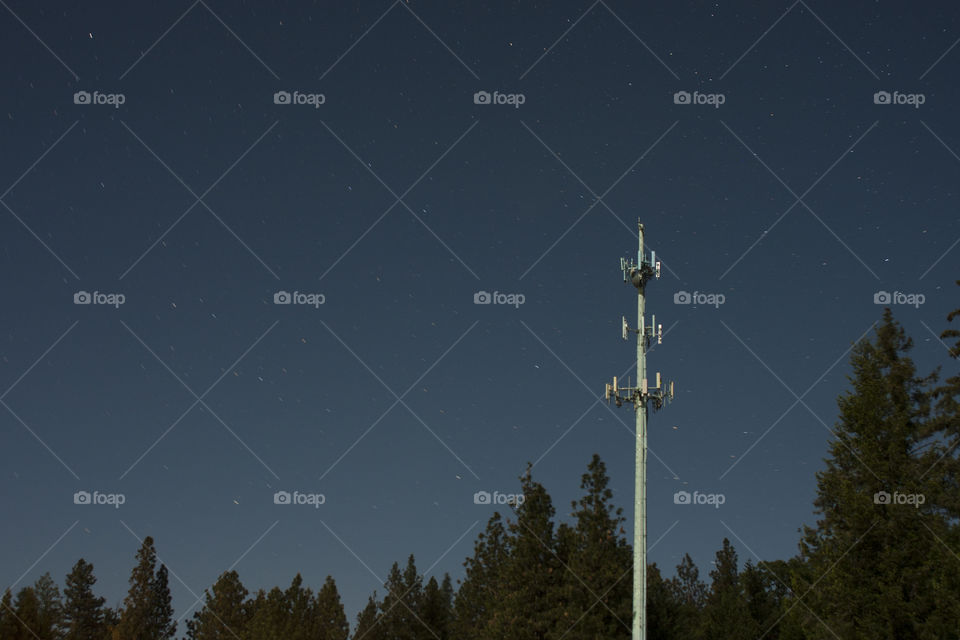 radio tower as seen at night