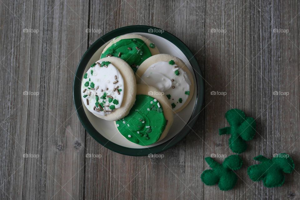 Sugar cookies on the wooden table 