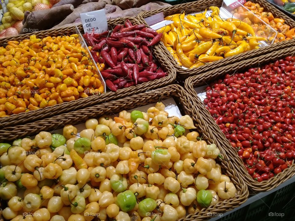 Various  types  of  pepper . Carrefour supermarket