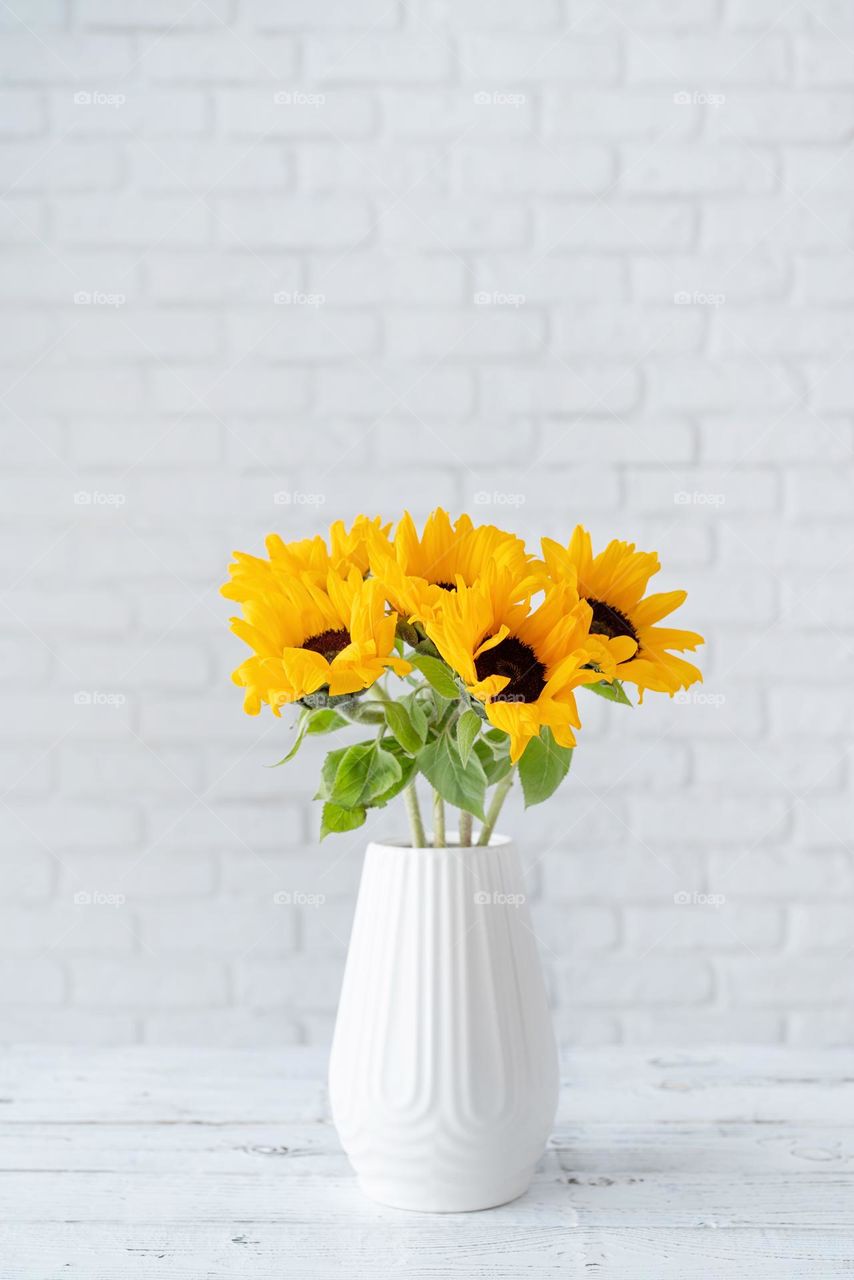 beautiful yellow flowers in the vase