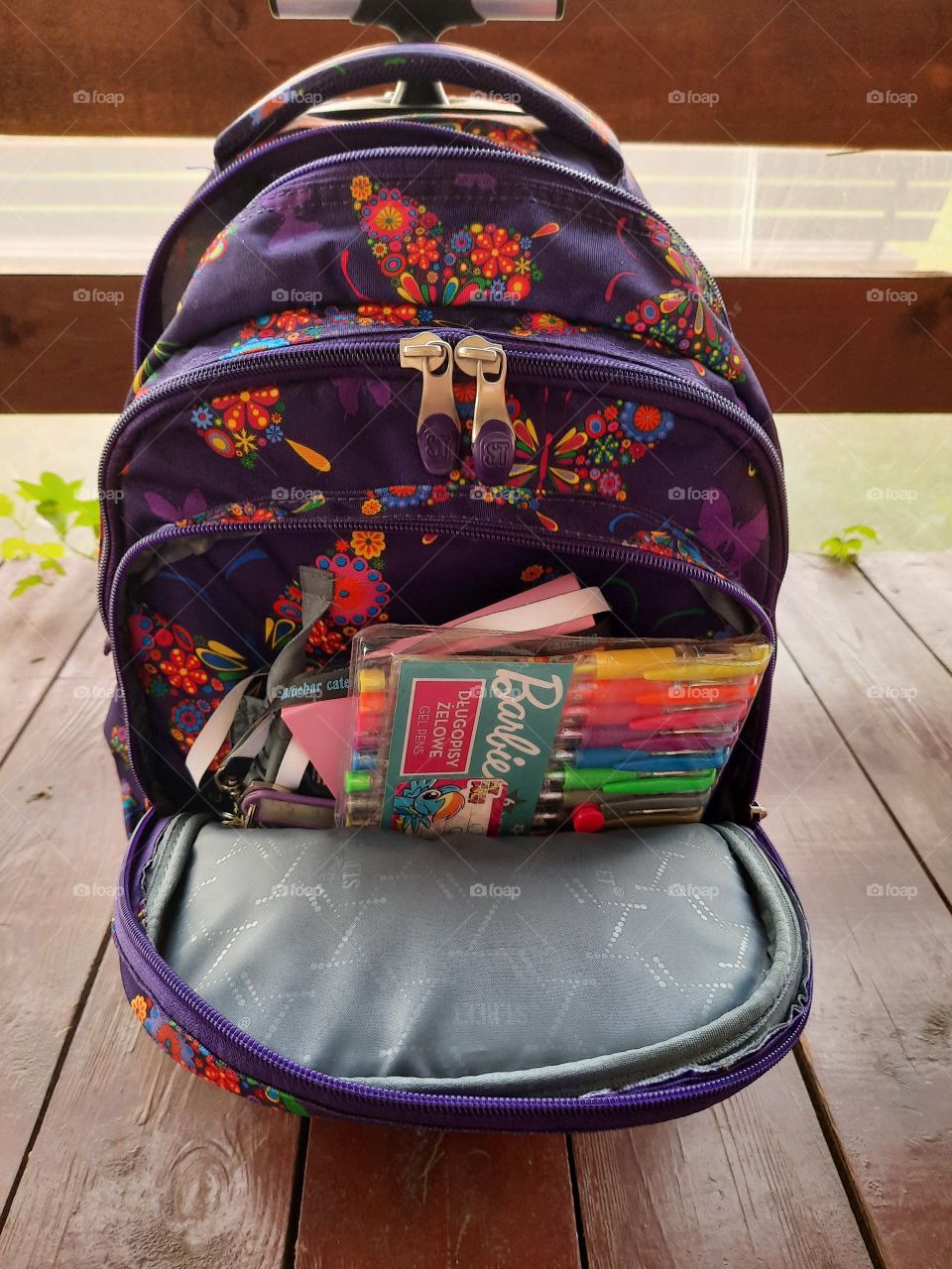 back to school  - inside of the backpack