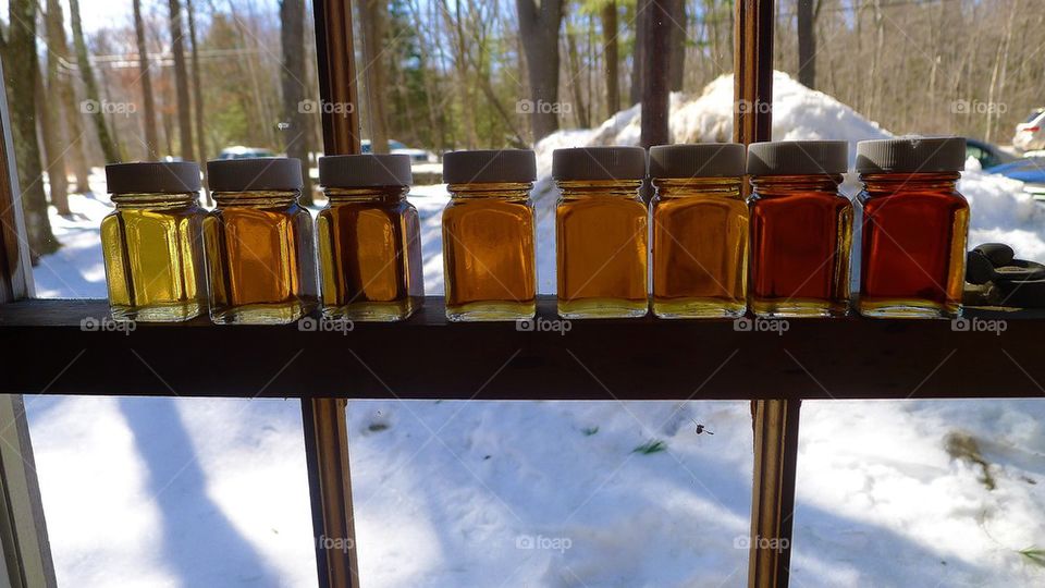 Maple syrup bottles