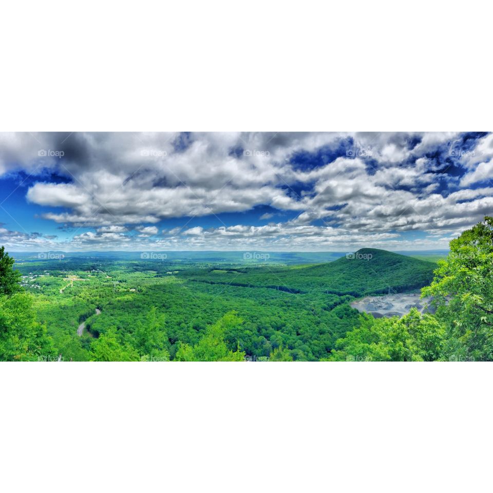 Panoramic view of the Mount Holyoke Range from Bare Mountain in South Hadley, MA