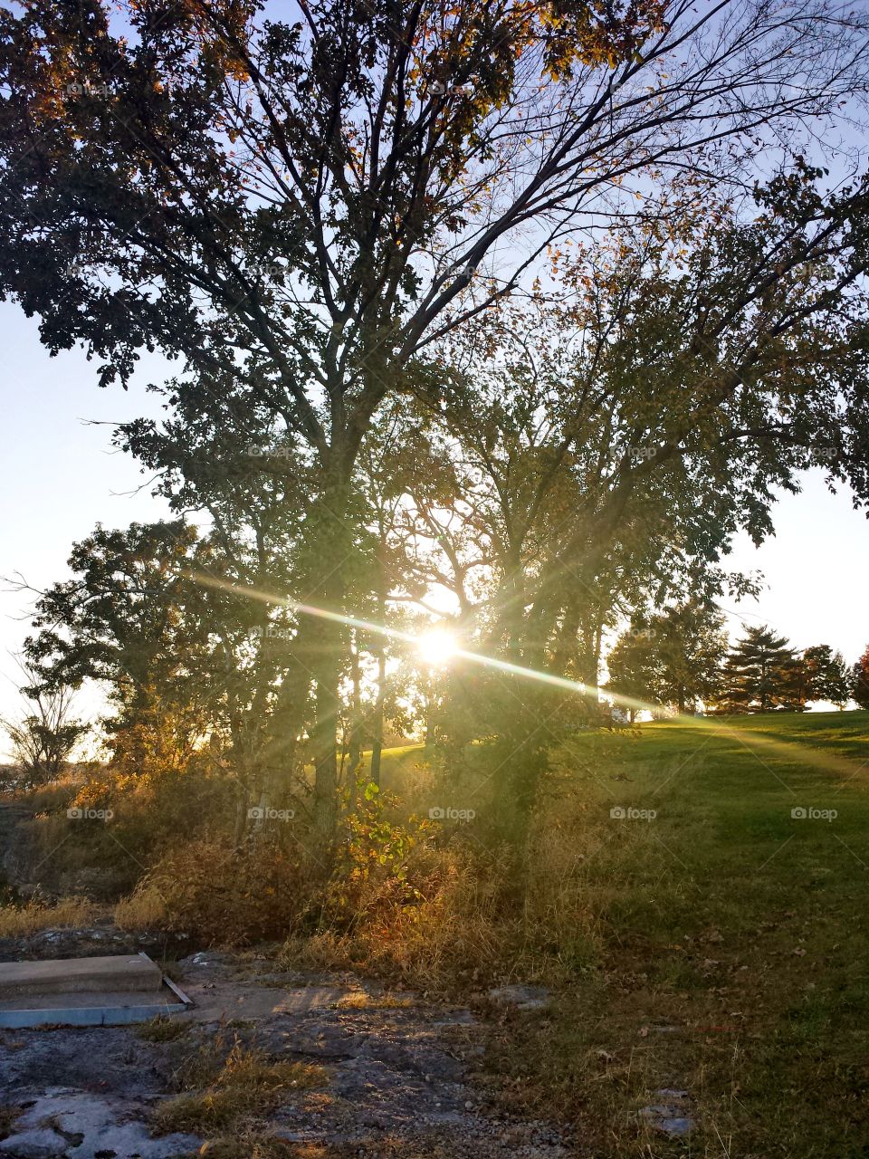 lakeside sun setting