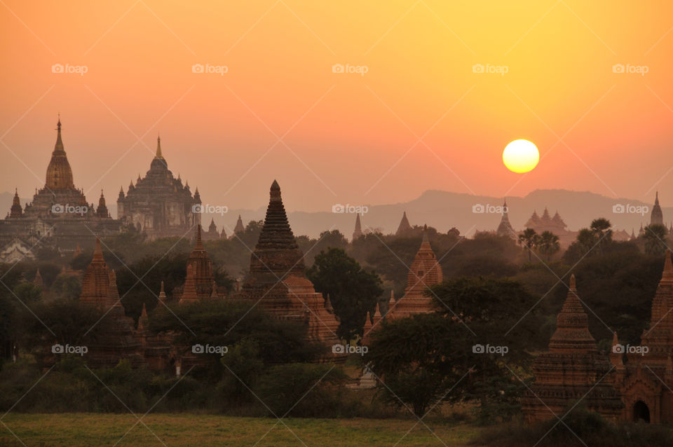Sunset at Bagan in Myanmar
