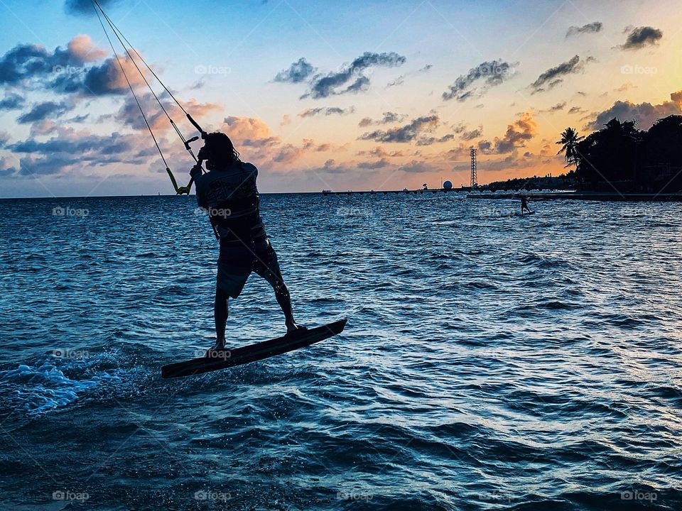 Parasailing at sunset in Key West Florida 