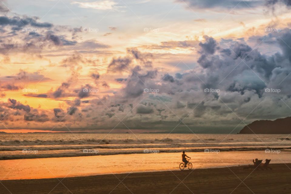 Riding the bike at sunset