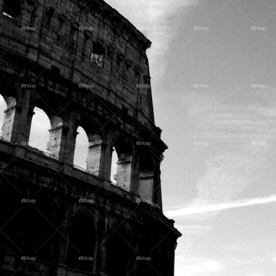 The Roman Coliseum . The Coliseum in Rome, Italy.  
