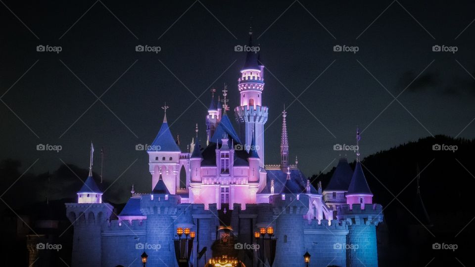 Disneyland Castle at night, Hongkong