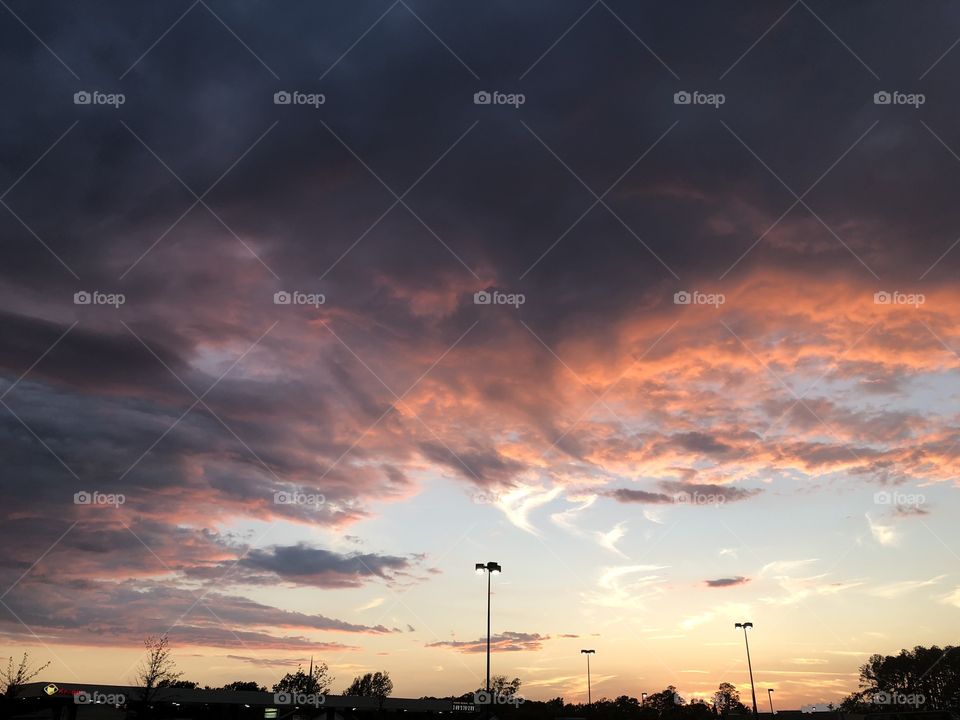 Dark sky after the rain at sunset