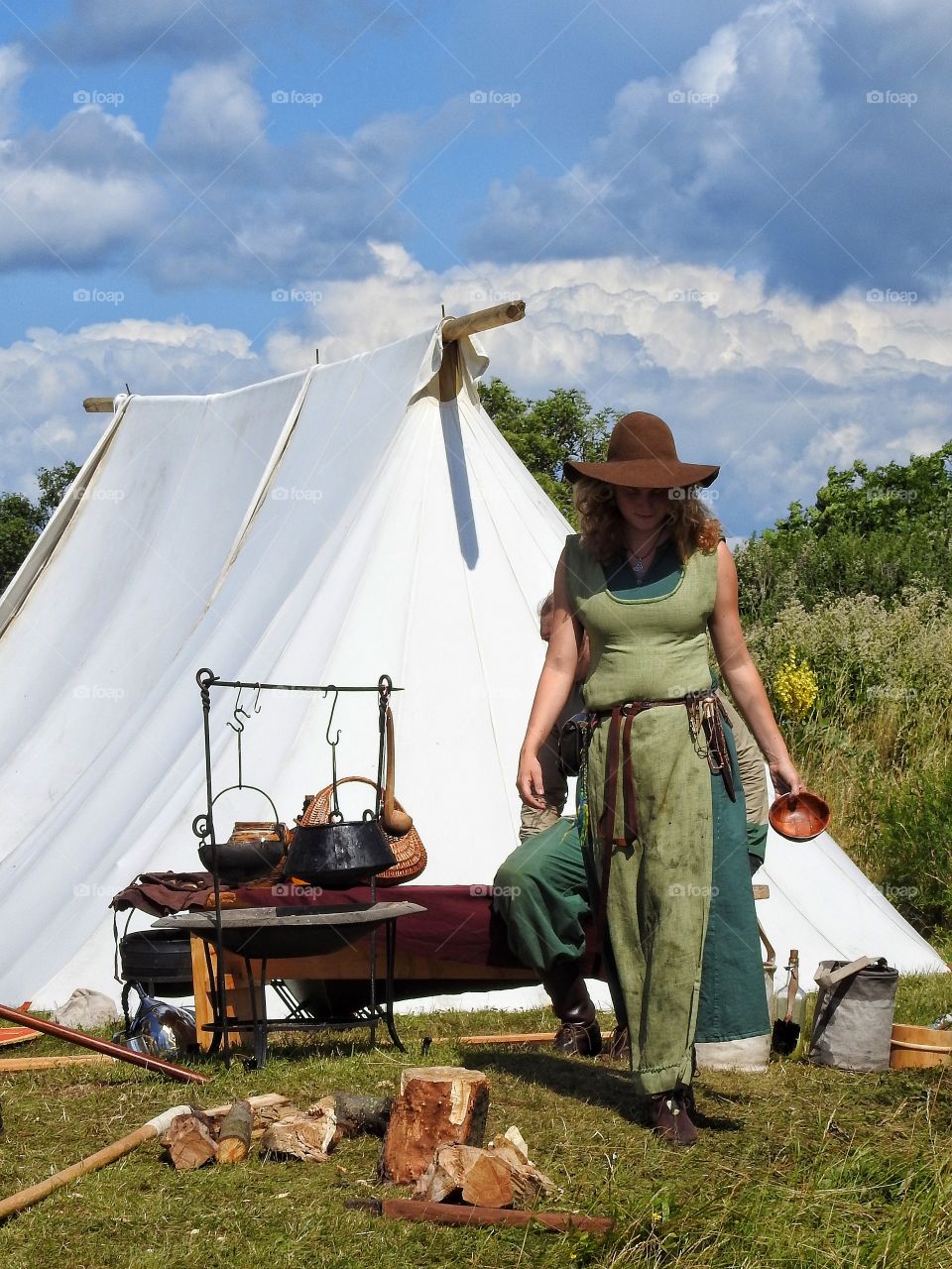 Viking woman going for water