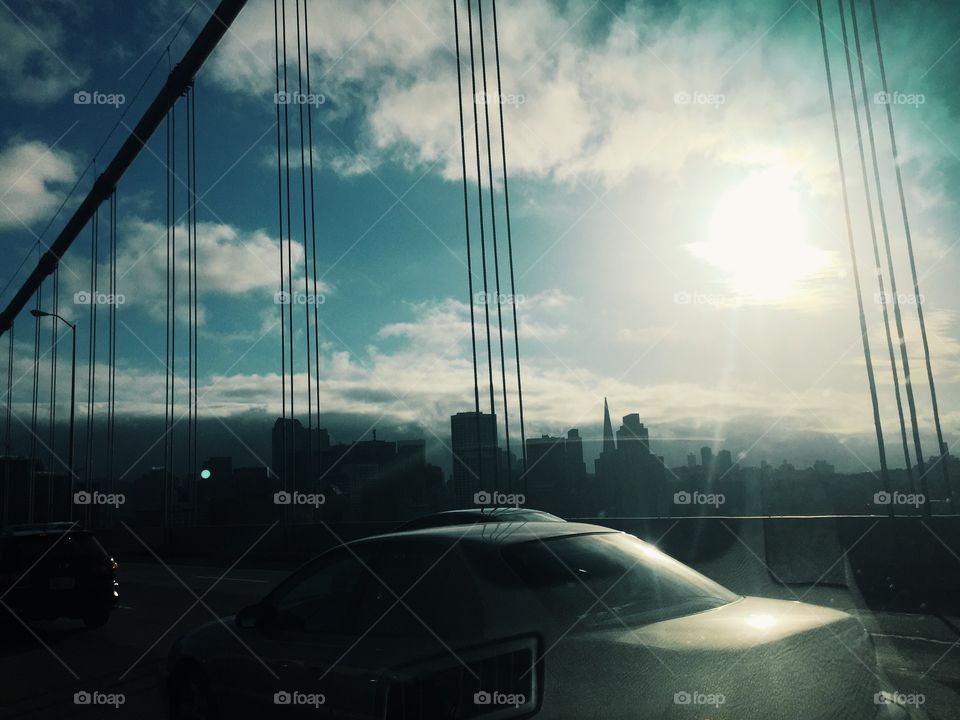 After the storm on the Bay Bridge. San Francisco 