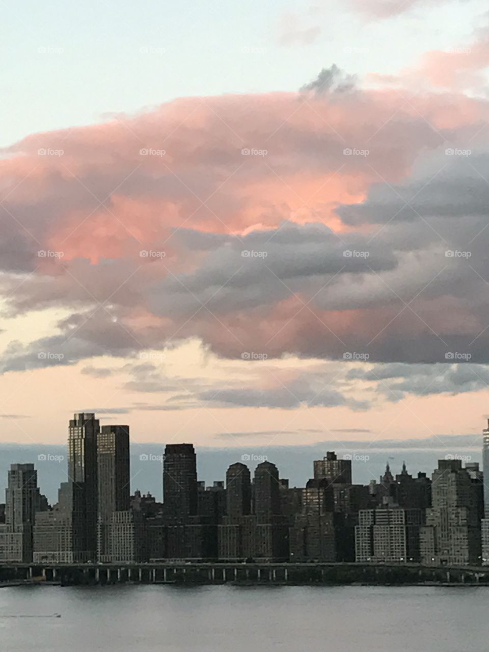 Pink Skyline Weehawken view Manhattan 