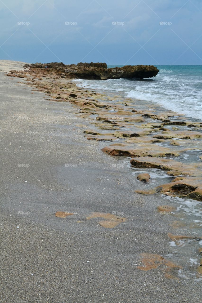 Blowing Rocks along the shore. Blowing Rocks Jupiter Florida