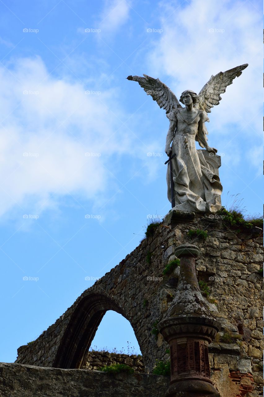 The Angel of Death. Modernist cemetery in Comillas, Cantabria, Spain.