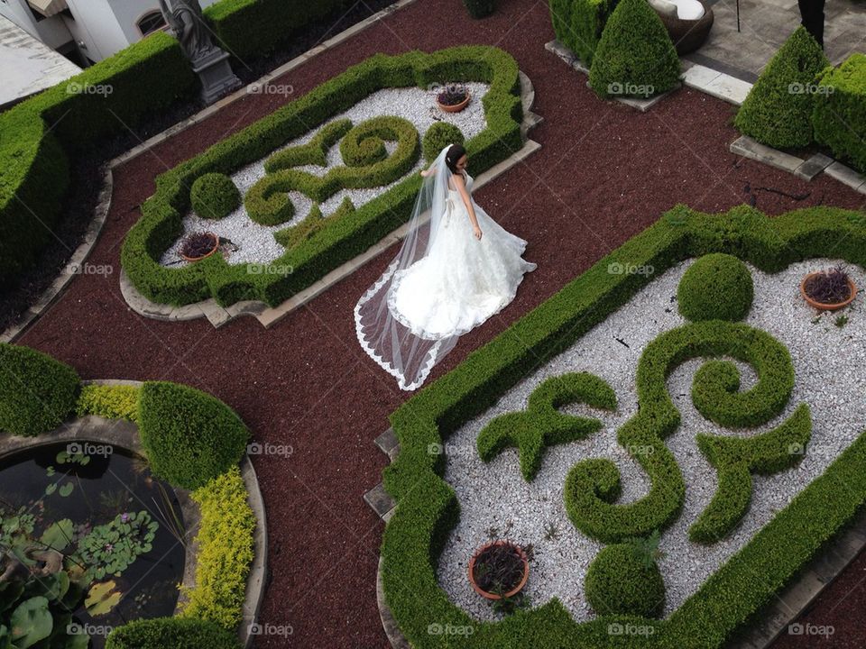 Bride and garden