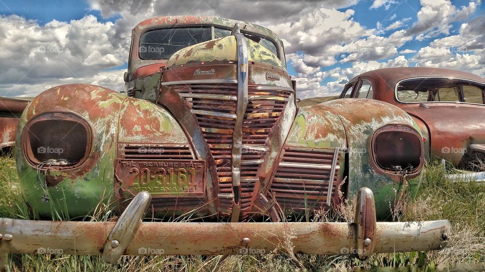 Old rusty classic car
