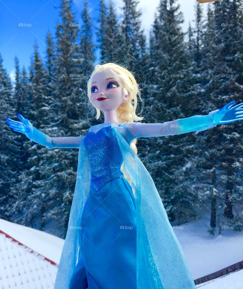 Elsa toy in the snow