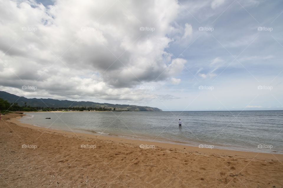 Offshore Fishing Hawaii Style. Fishing near the beach in Haleiwa, on Oahu, Hawaii's North Shore.