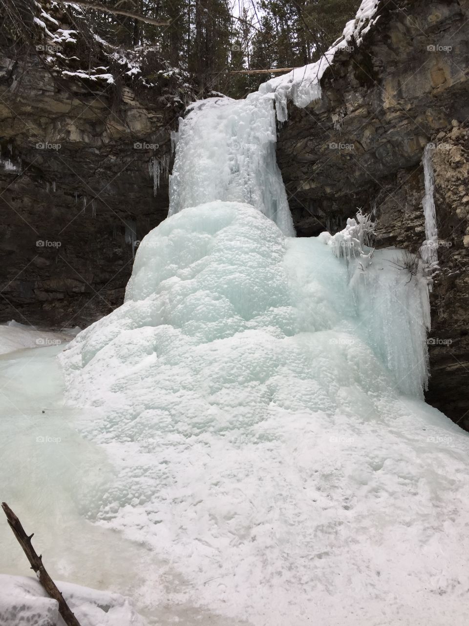 Frozen waterfall in Canada.