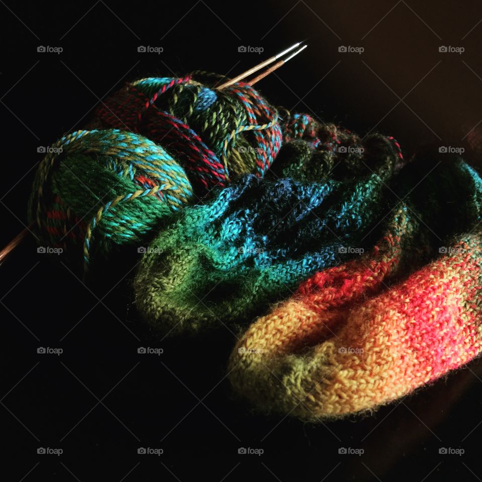 Knitting the knit. Just a pair of socks on the needle