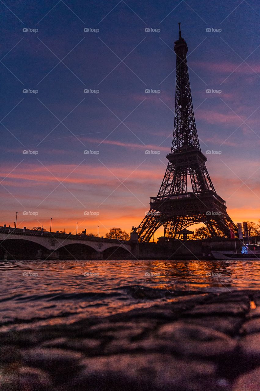 Beautiful sky with the Eiffel Tower