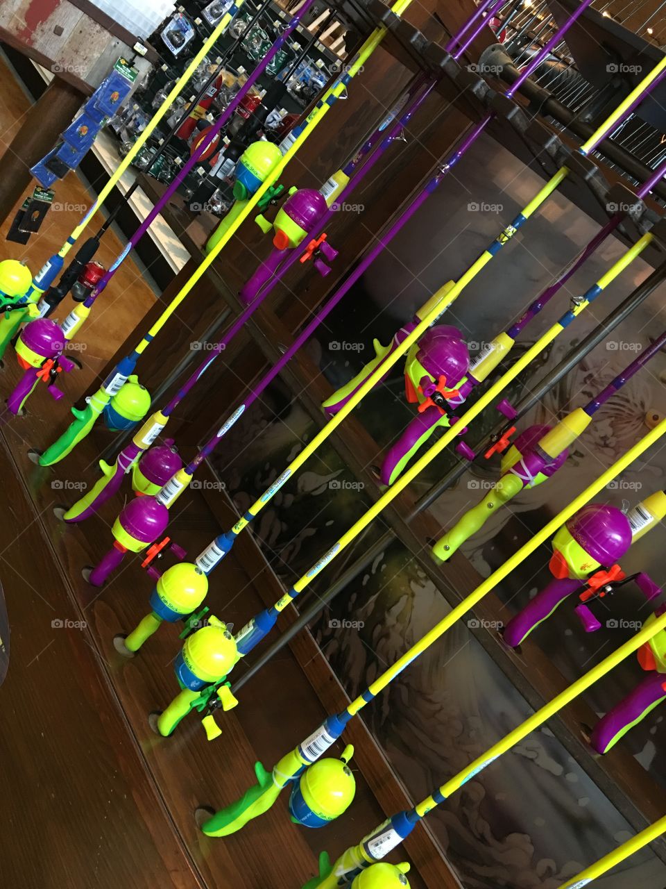 Fishing Poles and Reels, Neon Colors