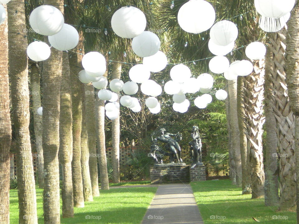 paper lanterns. outdoor art gallery 