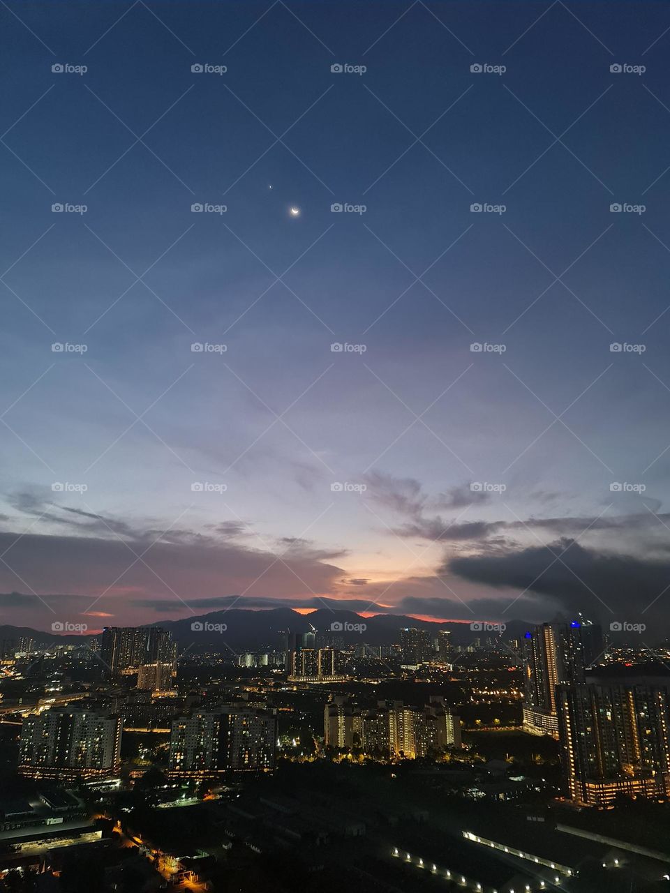 beautiful moon and city view