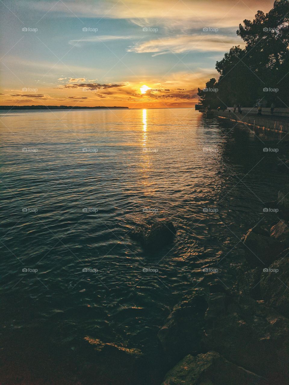 Beautiful sunset on the adriatic seaside.