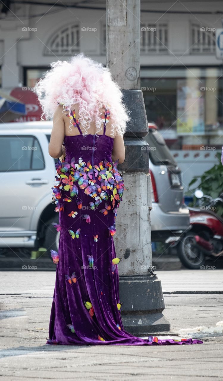 Thai model working in the hot weather