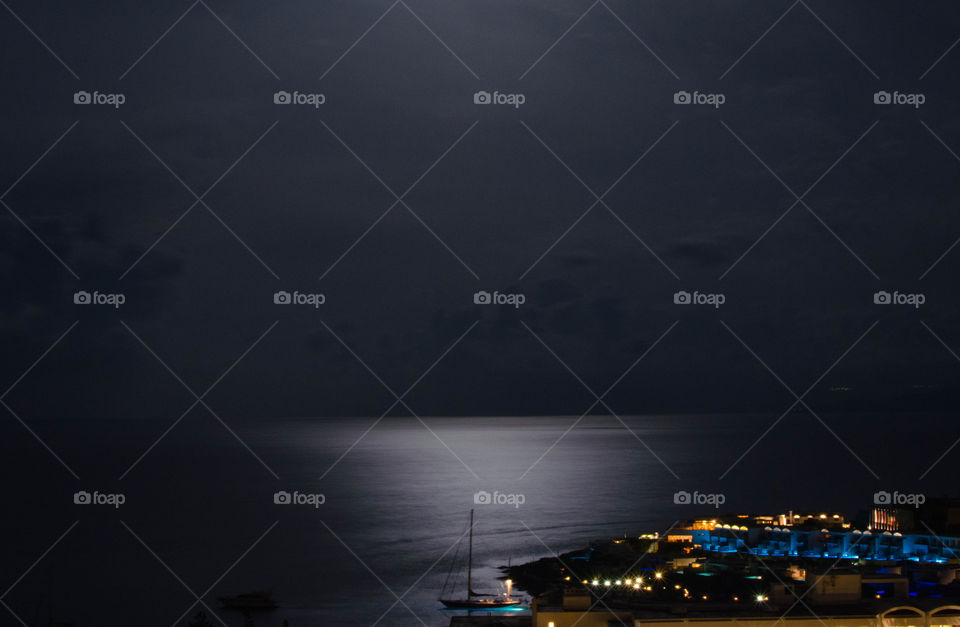 Cretan night . night Cretan sea